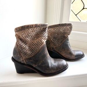 Bed Stu Distressed Brown Ankle Booties